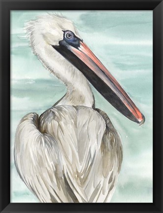 Framed Turquoise Pelican I Print