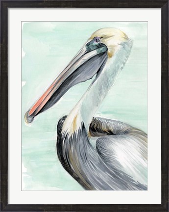 Framed Turquoise Pelican II Print
