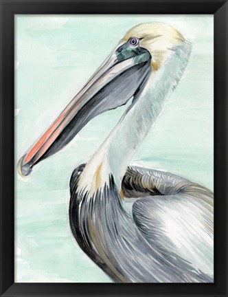 Framed Turquoise Pelican II Print