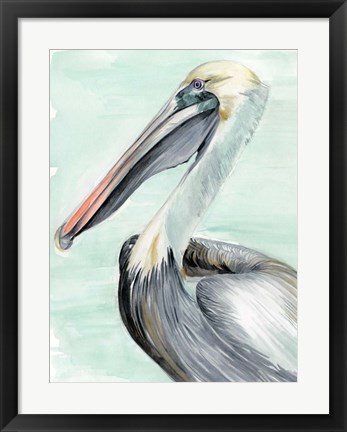 Framed Turquoise Pelican II Print