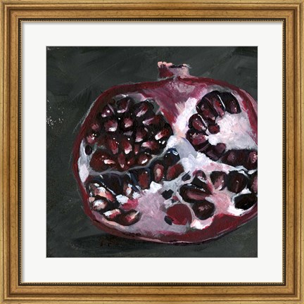 Framed Pomegranate Study on Black I Print