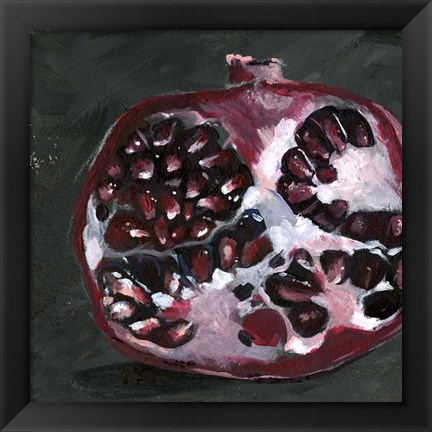 Framed Pomegranate Study on Black I Print