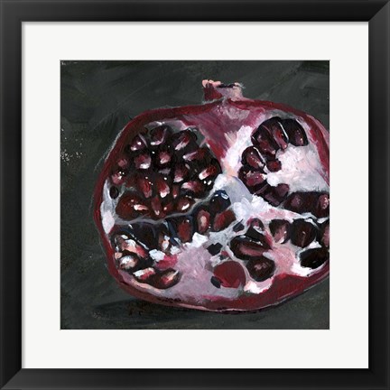 Framed Pomegranate Study on Black I Print
