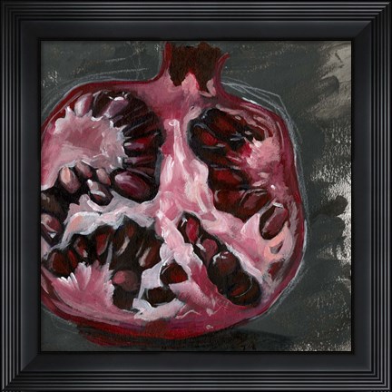 Framed Pomegranate Study on Black II Print