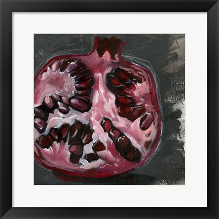 Framed Pomegranate Study on Black II Print