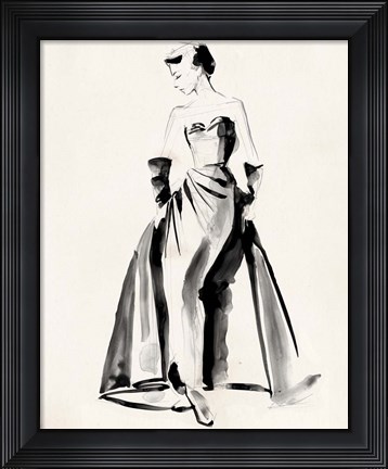 Framed Vintage Costume Sketch I Print