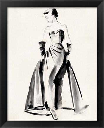 Framed Vintage Costume Sketch I Print