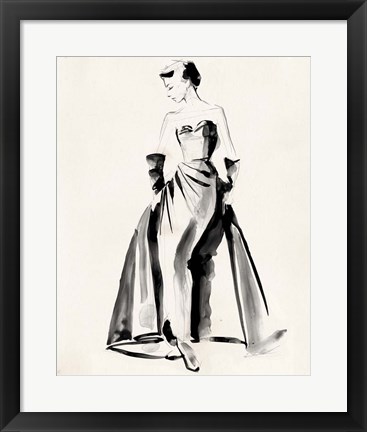 Framed Vintage Costume Sketch I Print