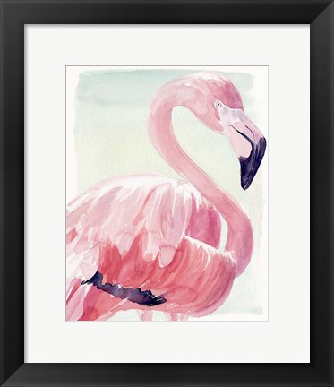 Framed Pastel Flamingo II Print