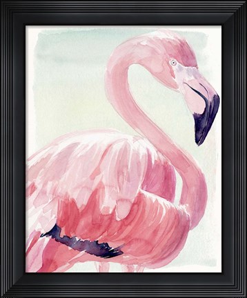Framed Pastel Flamingo II Print