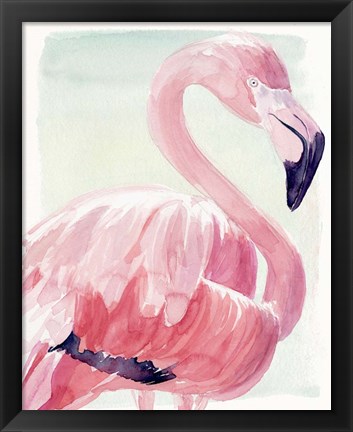 Framed Pastel Flamingo II Print