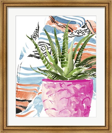 Framed Zebra Succulent I Print