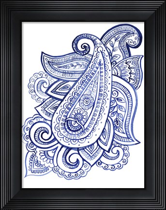 Framed Indigo Paisley III Print