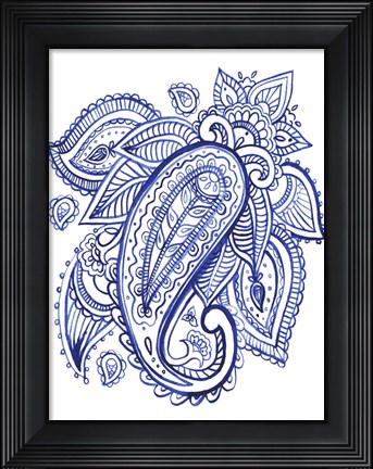 Framed Indigo Paisley IV Print