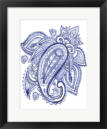 Framed Indigo Paisley IV Print