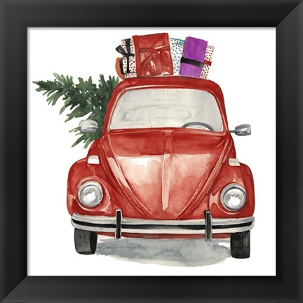 Framed Christmas Cars I Print