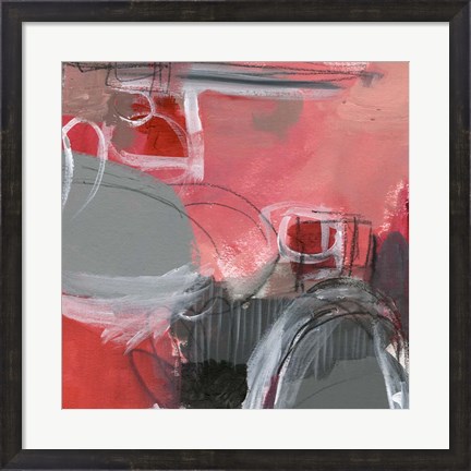 Framed Red &amp; Gray Abstract I Print