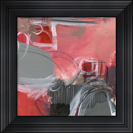 Framed Red &amp; Gray Abstract I Print