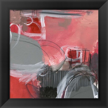 Framed Red &amp; Gray Abstract I Print