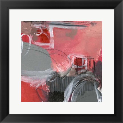 Framed Red &amp; Gray Abstract I Print