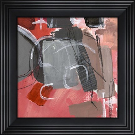 Framed Red &amp; Gray Abstract II Print