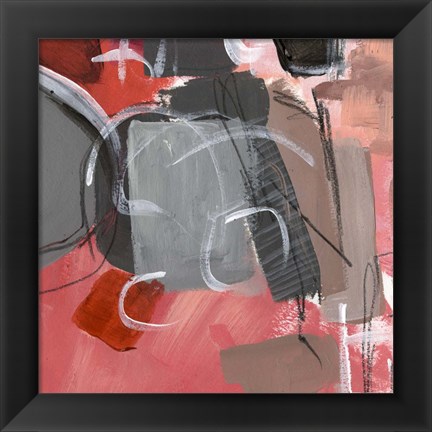 Framed Red &amp; Gray Abstract II Print