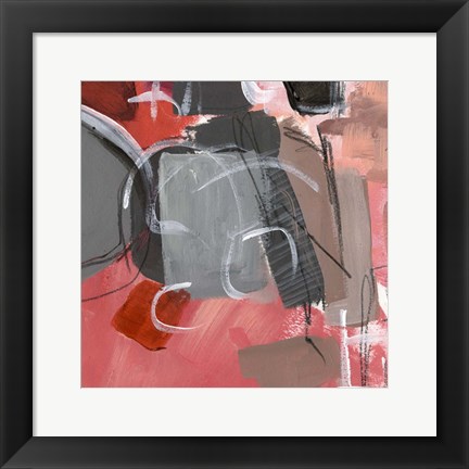 Framed Red &amp; Gray Abstract II Print