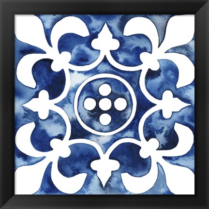 Framed Cobalt Tile III Print