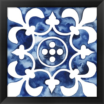 Framed Cobalt Tile III Print