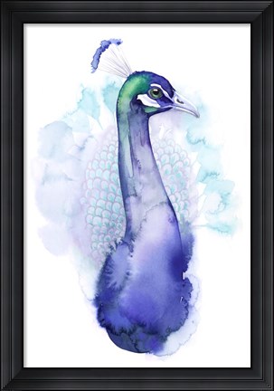 Framed Bejeweled Peacock I Print