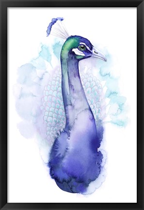 Framed Bejeweled Peacock I Print