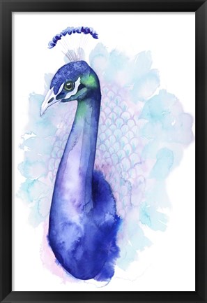 Framed Bejeweled Peacock II Print