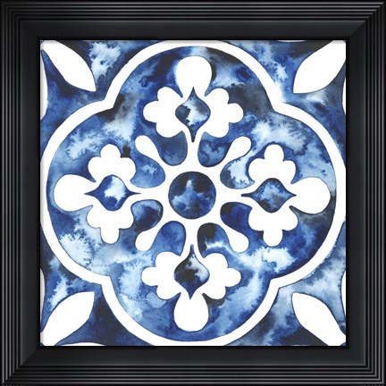 Framed Cobalt Tile I Print