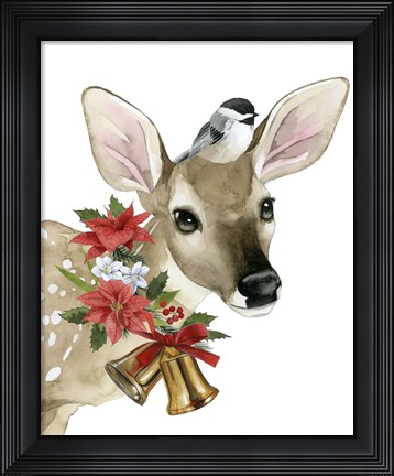 Framed Deer Christmas I Print