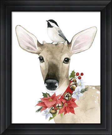 Framed Deer Christmas II Print
