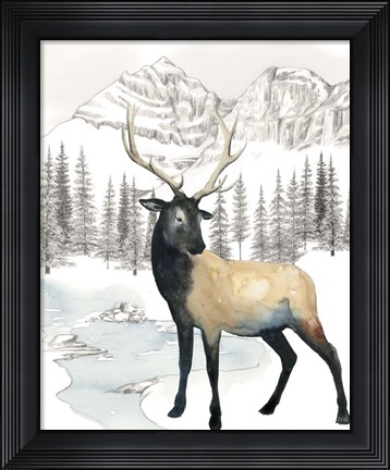 Framed Winter Elk I Print