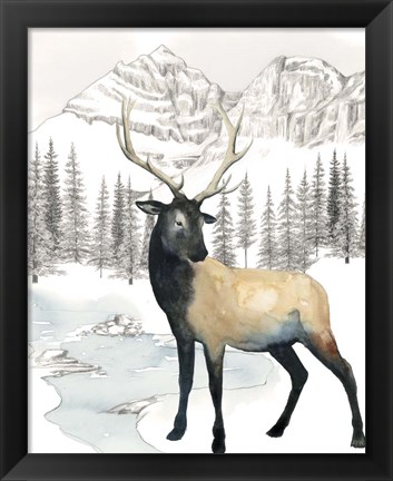 Framed Winter Elk I Print