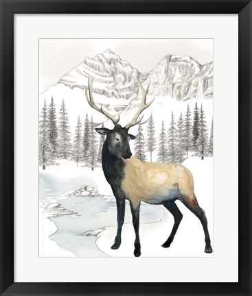 Framed Winter Elk I Print