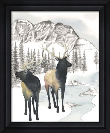 Framed Winter Elk II Print
