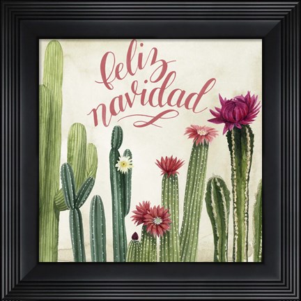 Framed Christmas Cactus I Print