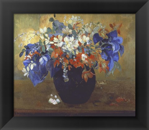 Framed Vase of Flowers, 1896 Print