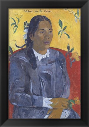 Framed Vahine No Te Tiare (Woman with a Flower), 1891 Print