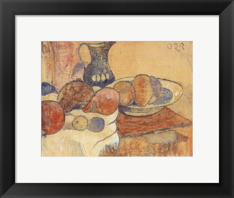 Framed Still Life with a Pitcher and Fruit Print