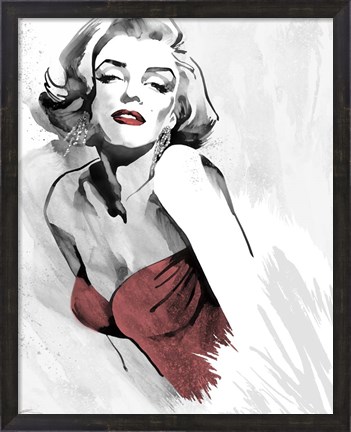 Framed Marilyn&#39;s Pose Red Dress Print