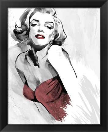 Framed Marilyn&#39;s Pose Red Dress Print