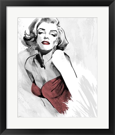 Framed Marilyn&#39;s Pose Red Dress Print