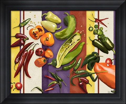 Framed Sarape Peppers I Print