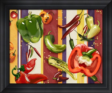 Framed Sarape Peppers II Print