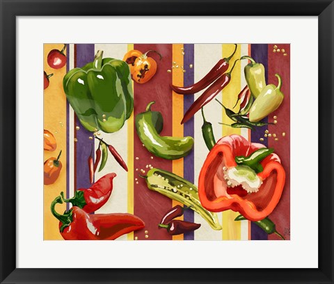 Framed Sarape Peppers II Print