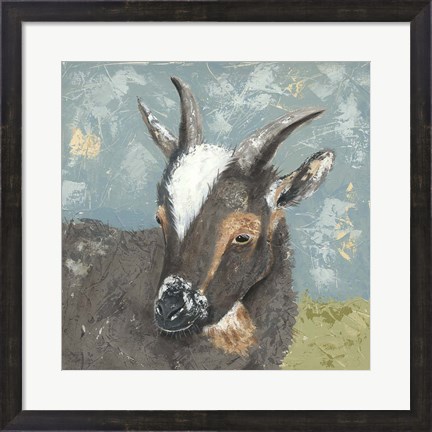 Framed Farm Life-Grey Goat Print